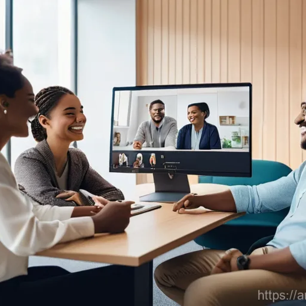 네트워크 조직 설계에서의 커뮤니티 구축 방법 - **Prompt:** A vibrant, bustling digital workspace scene, showcasing a diverse team collaborating sea...